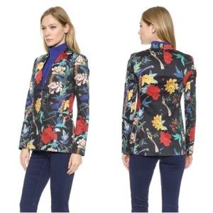 Alice + Olivia Long Collarless Blazer in Floral Bird Print 6
